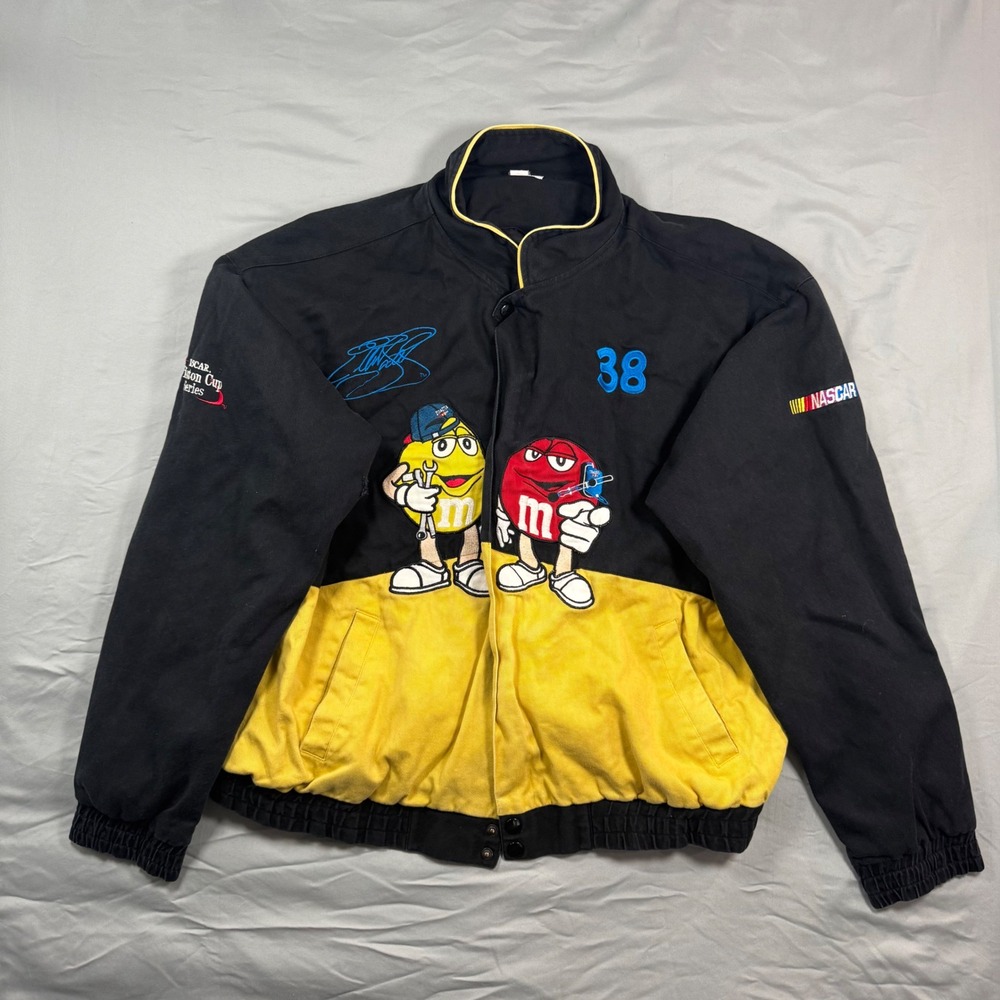 VTG Winners Circle NASCAR M&Ms Racing Jacket #38 Elliott Sadler Black XL Y2K